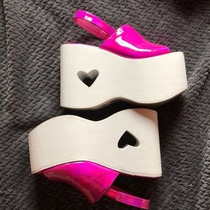 Hot pink heart platforms